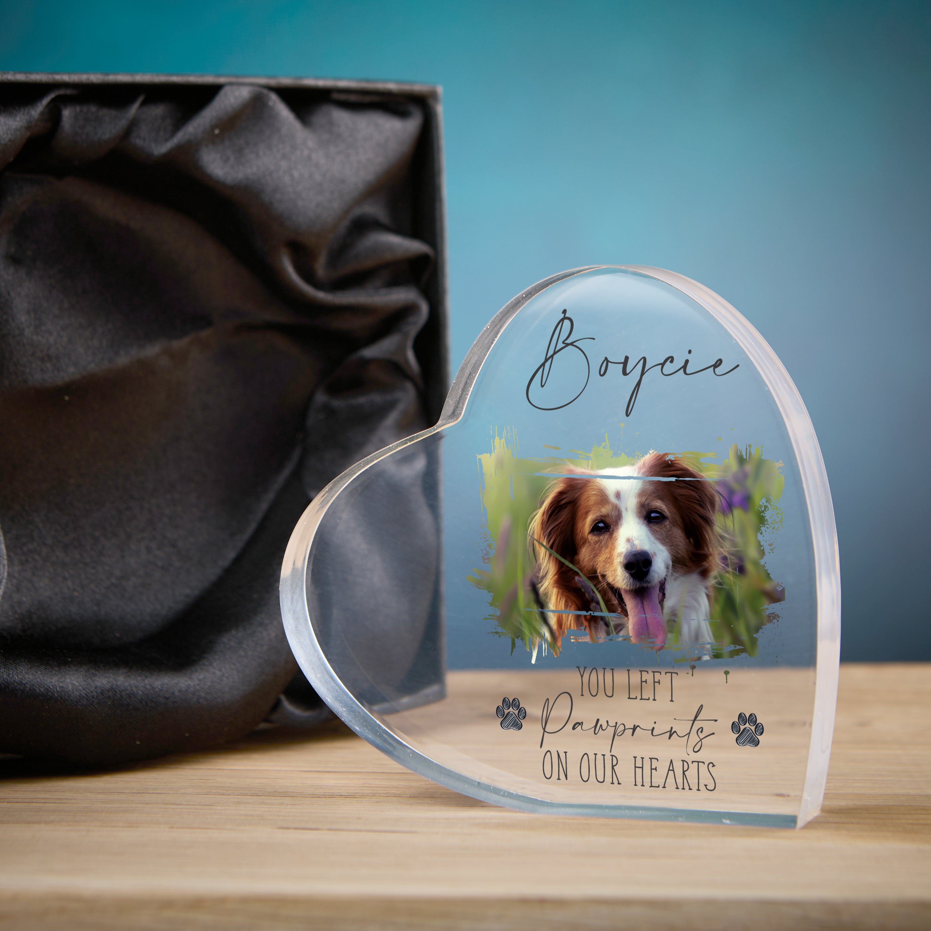Pet Memorial Keepsake | Acrylic Block Remembrance Heart with Large Photo | Bereavement Sympathy Gift | 10x10x2cm