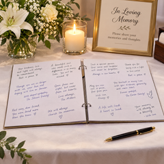 Personalised Funeral Guest Book | Large Engraved Wooden Scrapbook Scrapbook ukgiftstoreonline