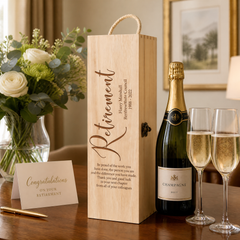 Personalised Retirement Champagne or Wine Bottle Holder Gift Personalised Wine Glasses ukgiftstoreonline
