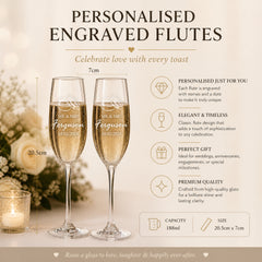 Personalised Engraved Wedding Champagne Glasses Set With Ring Emblem Personalised Champagne Glasses ukgiftstoreonline