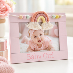 Pink Baby Girl Photo Frame – Pastel Rainbow Design | 4x6 Keepsake Baby Gift ukgiftstoreonline