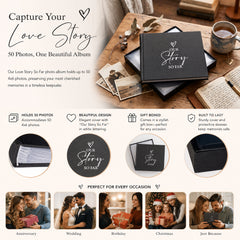 Our Love Story Black Photo Album For 50 x 6 by 4 Photos Birthday Photo Album ukgiftstoreonline