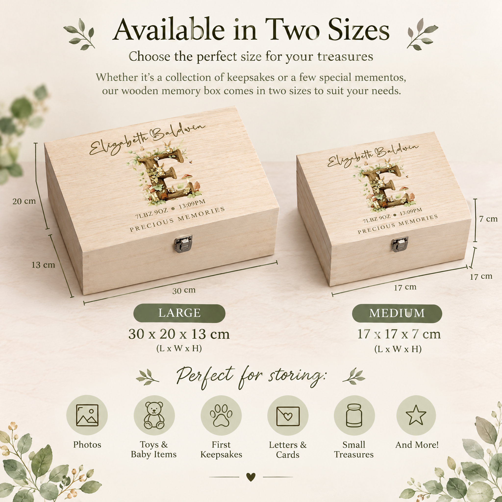Personalised Wooden Baby Memory Keepsake Box With Woodland Alphabet Keepsake Memory Box ukgiftstoreonline