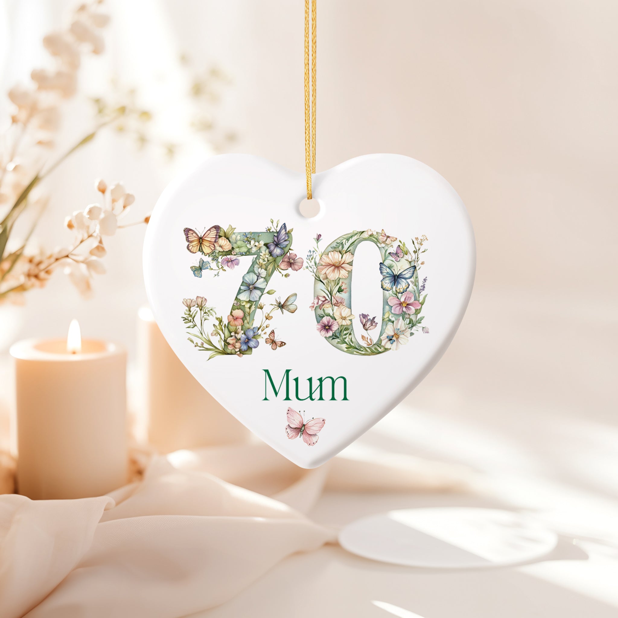 Personalised Landmark Birthday Butterfly and Flowers Heart Gift 13th 16th 18th 21st 30th 40th 50th 60th 70th 80th 90th Personalised Heart Gifts ukgiftstoreonline 70