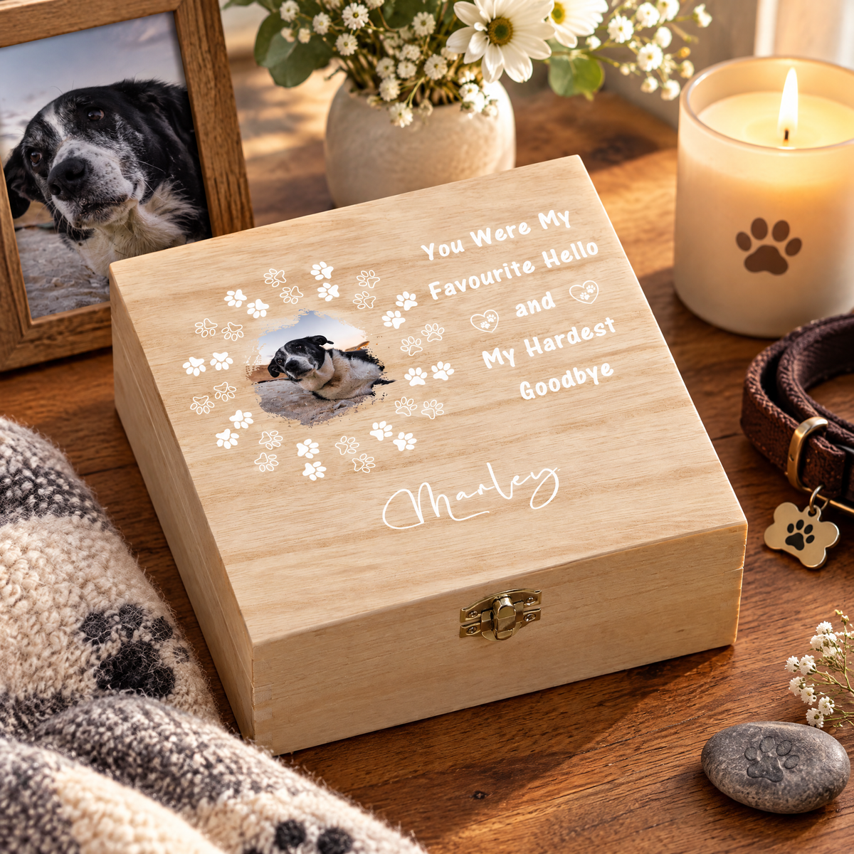 Pet Memorial Keepsake Box, Wooden Photo Memory Gift For Pet Lovers Keepsake Memory Box ukgiftstoreonline Medium
