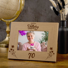 Happy 70th Birthday Wooden Photo Frame Gift Birthday Photo Frame ukgiftstoreonline