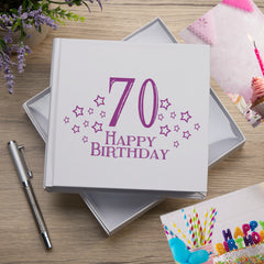 70th Birthday White Photo Album Gift For Her 50 x 6" x 4" Photos