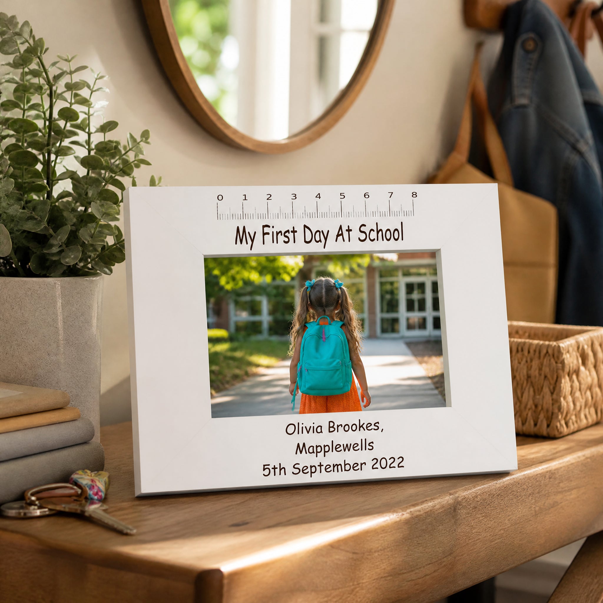 Personalised First Day At School White Photo Frame Engraved Photo Frame ukgiftstoreonline Landscape