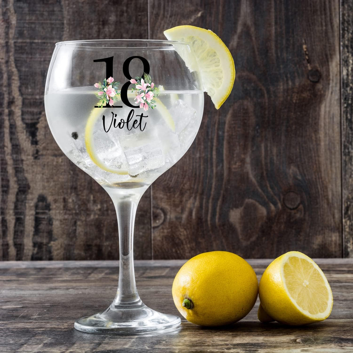 Personalised 18th Birthday Floral Cocktail Gin Glass Gift for Her