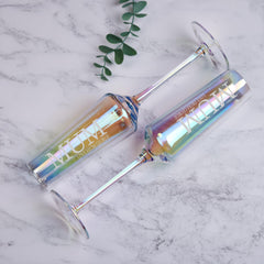 Personalised Iridescent Champagne Flute Prosecco Glass Gift For Mum