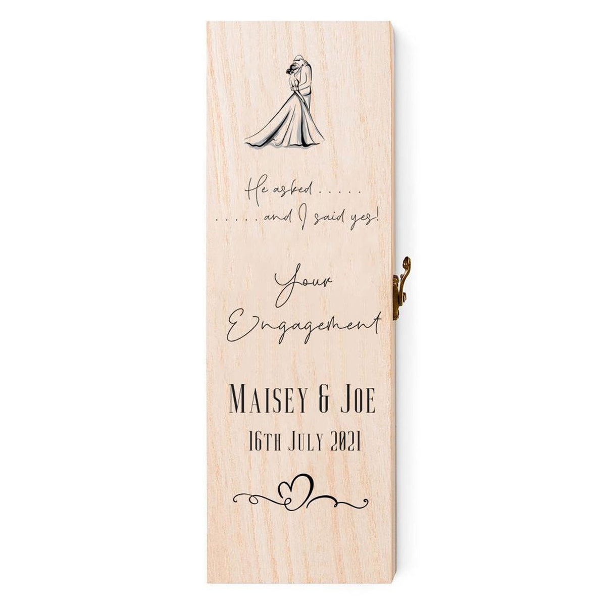 Personalised Engagement Congratulation Wooden Wine or Champagne Box Gift