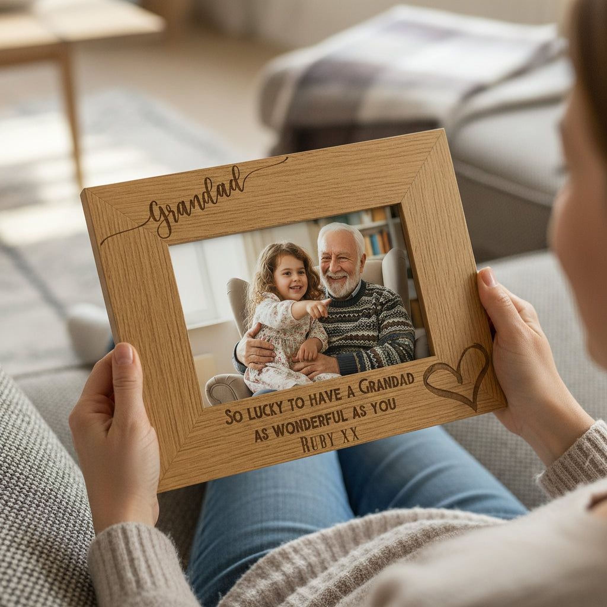 Personalised Grandad Photo Frame – Wooden Engraved Gift With Custom Message grandad photo frame ukgiftstoreonline