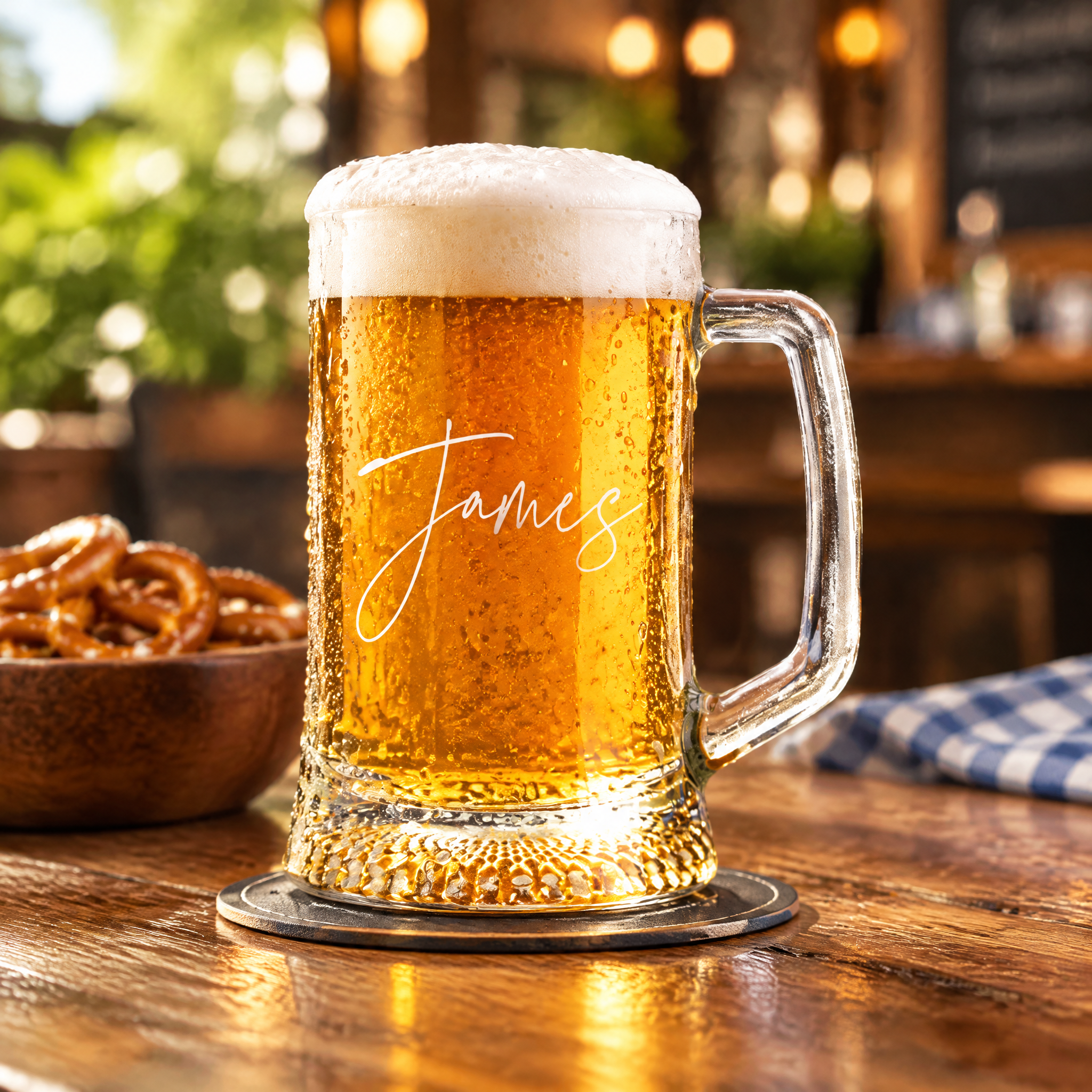 Personalised Name Script Font Birthday Large Beer Tankard Glass Gift for Men personalised beer glass tankard ukgiftstoreonline