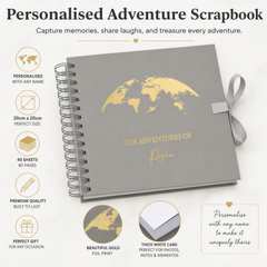 Personalised Grey Adventures Holiday Love Scrapbook Photo Album Scrapbook ukgiftstoreonline