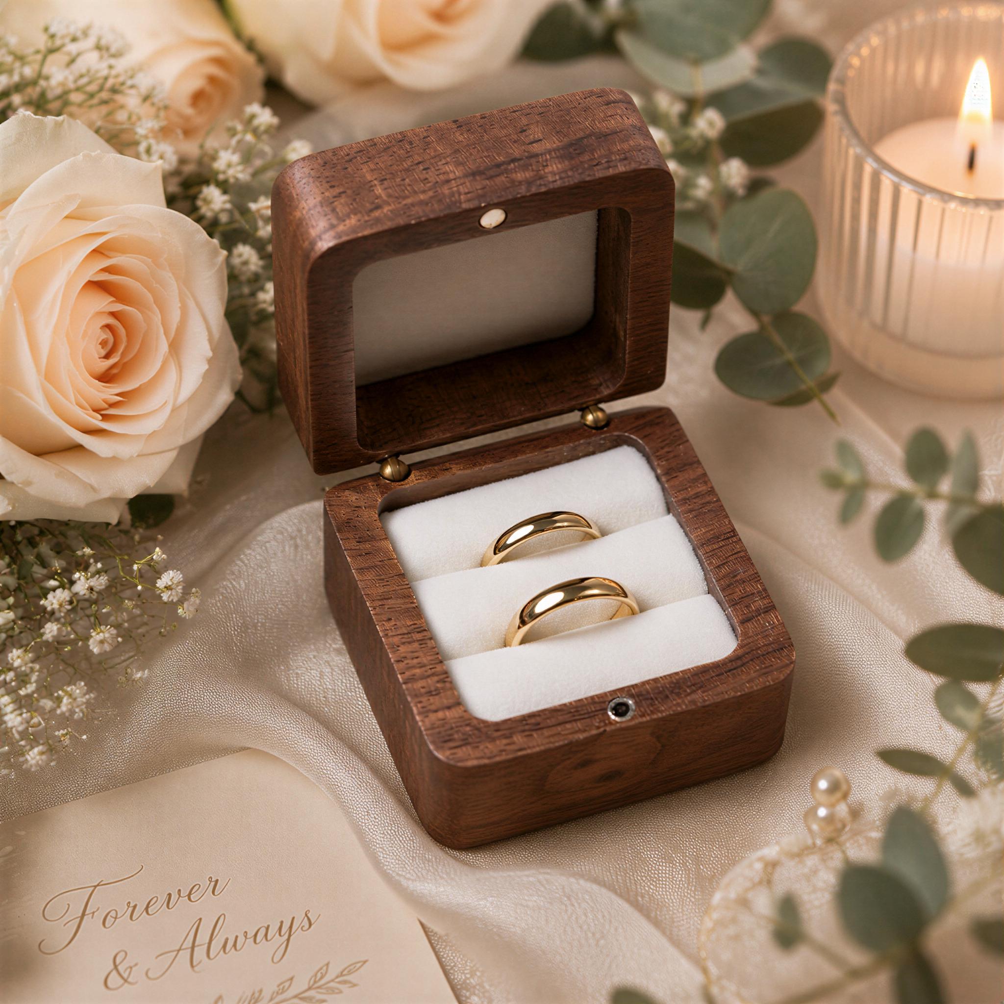 Personalised Wedding Ring Box Holder for 2 Rings With Border Ring Box Holder ukgiftstoreonline