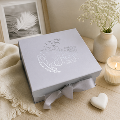 ukgiftstoreonline White Remembrance Keepsake Memory Box Gift With Silver Print Keepsake Memory Box ukgiftstoreonline
