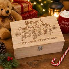 Personalised Christmas Eve Box, Large Wooden Keepsake Storage Box Personalised Gifts ukgiftstoreonline