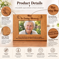Nan Memorial Photo Frame - Wooden Remembrance Picture Frame Stand Nan Photo Frame ukgiftstoreonline