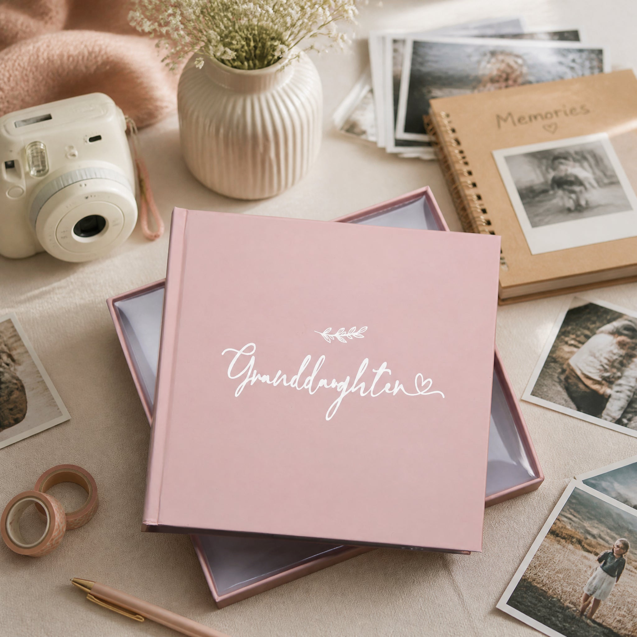 Granddaughter Photo Album, Pink Leaf Design, Holds 50 x 4 x 6 Photos photo album ukgiftstoreonline