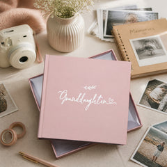 Granddaughter Photo Album, Pink Leaf Design, Holds 50 x 4 x 6 Photos photo album ukgiftstoreonline