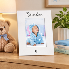 White Photo Frame, 6X4 Portrait, Grandson Heart Picture Frame Gift Photo Frame ukgiftstoreonline