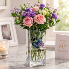 Personalised 60th Birthday Flower Vase Gift Present With Butterfly Personalised Flower Vase ukgiftstoreonline