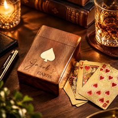 Personalised Wooden Card Box | Rosewood Playing Cards Gift Set Personalised Card Box ukgiftstoreonline