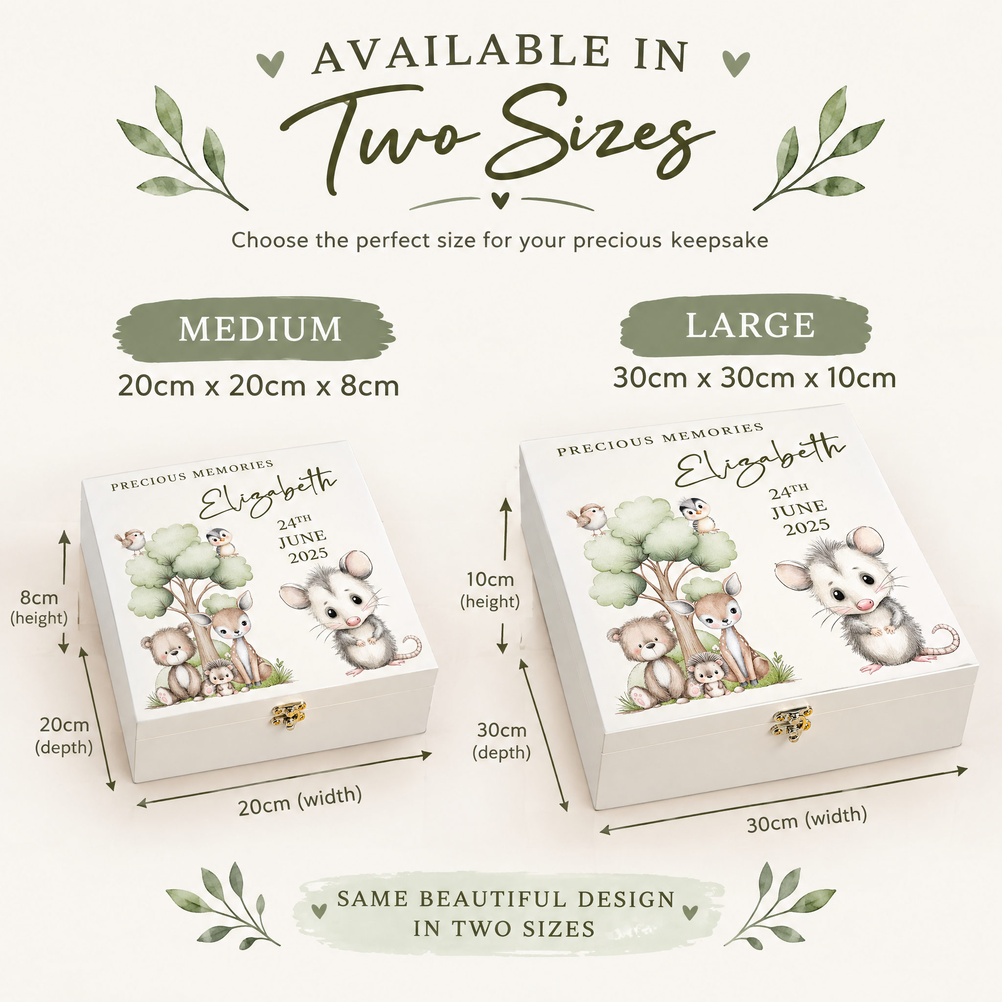 Personalised Baby Memory Box, Woodland Animals Keepsake Box Set UK ukgiftstoreonline