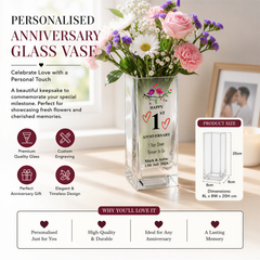 Personalised 1st Anniversary Flower Vase Gift For Couple Husband Wife Loving Memory Remembrance ukgiftstoreonline