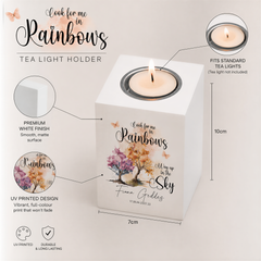 Memorial Tea Light Candle Holder, Personalised Rainbow Wood 10Cm Tea Light Holder ukgiftstoreonline