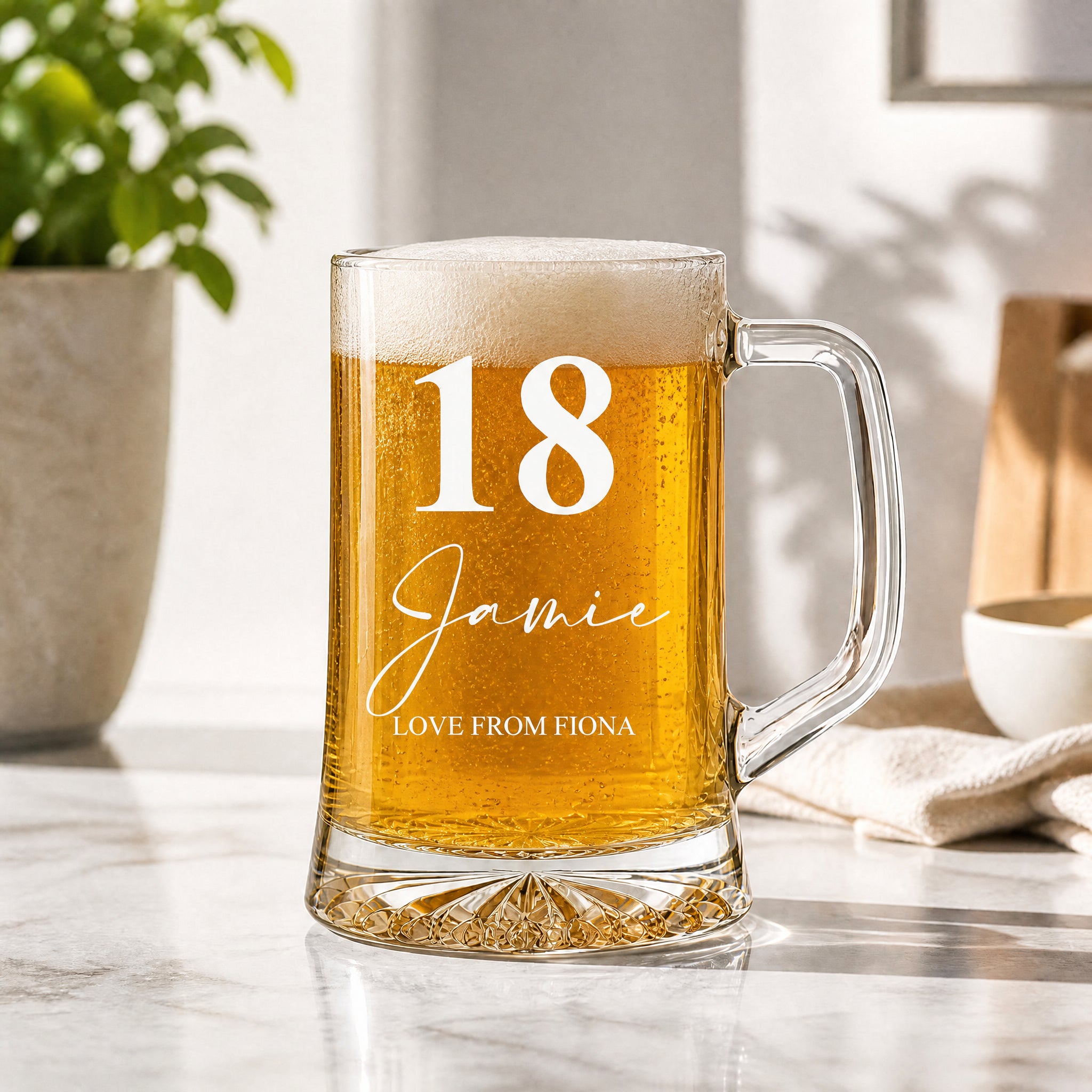 Personalised 18th Birthday Beer Glass Tankard Gift Boxed with Sentiment personalised beer glasses ukgiftstoreonline