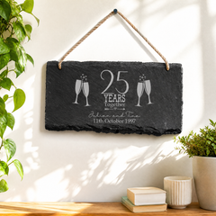 ukgiftstoreonline Personalised Slate 25th Anniversary Plaque Gift Personalised Slate Marker ukgiftstoreonline