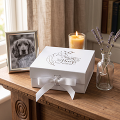 ukgiftstoreonline White Remembrance Keepsake Memory Box Gift With Silver Print Keepsake Memory Box ukgiftstoreonline