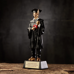 Personalised Male Resin Black & Gold Graduation Figurine Gift figurine uk giftstore online