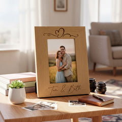 Love Heart Personalised Engraved Wooden Photo Frame Wedding, Anniversary, engagement Gift Photo Frame ukgiftstoreonline