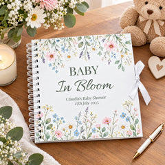 Personalised Baby Shower Guestbook, Wildflower Scrapbook, 8X8 Inch