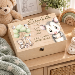 Personalised Wooden Baby Memory Keepsake Box With Woodland Animals Keepsake Memory Box ukgiftstoreonline