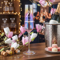 Personalised Champagne Glass | 21st Birthday Iridescent Prosecco Gift champagne glass ukgiftstoreonline