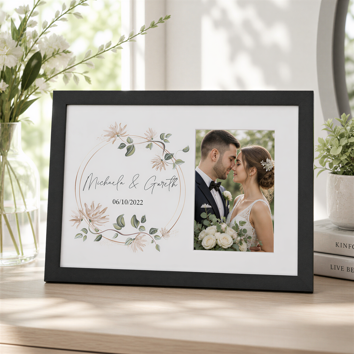 Personalised Wedding Day Photo Frame Gift Any Name and Date Photo Keepsake wedding photo frame ukgiftstoreonline Black