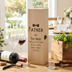 Personalised Wooden Wine Champagne Box Father Of The Bride Gift Champagne Bottle Holders Raised Words
