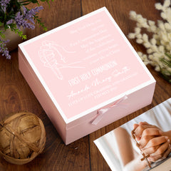 Personalised First Communion Keepsake Box Gift For Boys and Girls With Prayer Verse