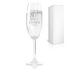 Personalised Any Age Birthday Champagne Flute Glass With Name and Sentiment 18th 21st 30th 40th 50th 60th 70th 80th