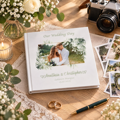 Personalised White Wedding Photo Album Gifts Custom Photo Design With Leaves Frame photo album ukgiftstoreonline