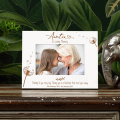 Auntie Remembrance White Photo Frame Personalised Landscape With Dandelions