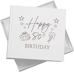 80th Birthday White Photo Album Gift For Her Or Him With Present Design Pack of 5 Wholesale Trade