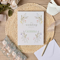 Personalised Wildflower Wedding Planner Organiser for the Bride - Engagement/Bridal Shower Gifting for Couples