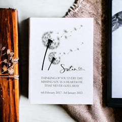 Personalised Sister Remembrance With Dandelions 100 x 6"x4" Photo Album