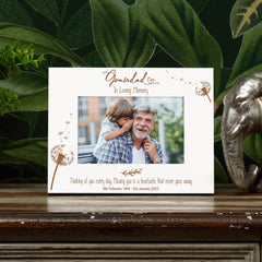 Grandad Remembrance White Photo Frame Personalised Landscape With Dandelions