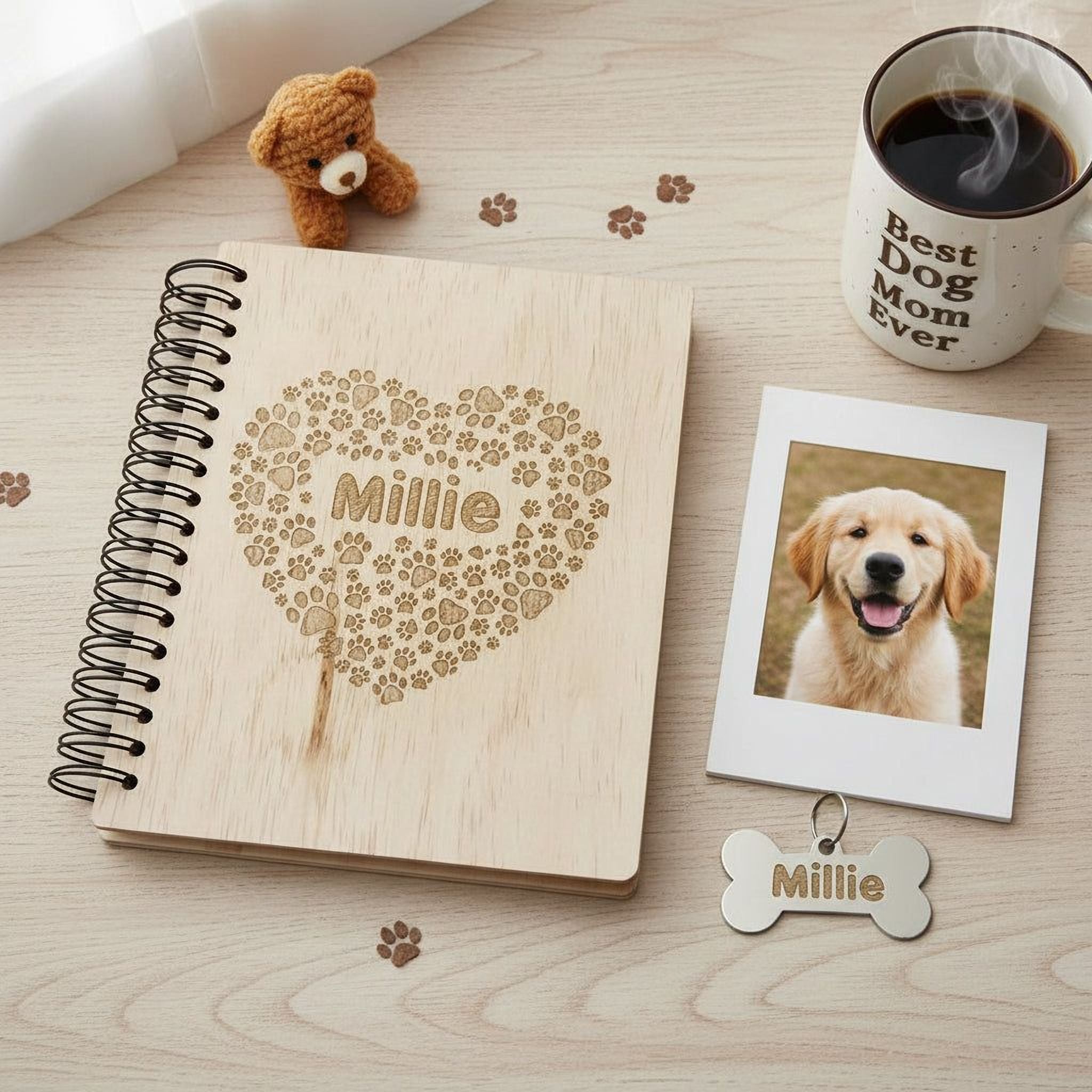 Personalised Large Engraved Wooden Named Dog or Cat Photo Album Gift Dog or Cat Photo Album ukgiftstoreonline