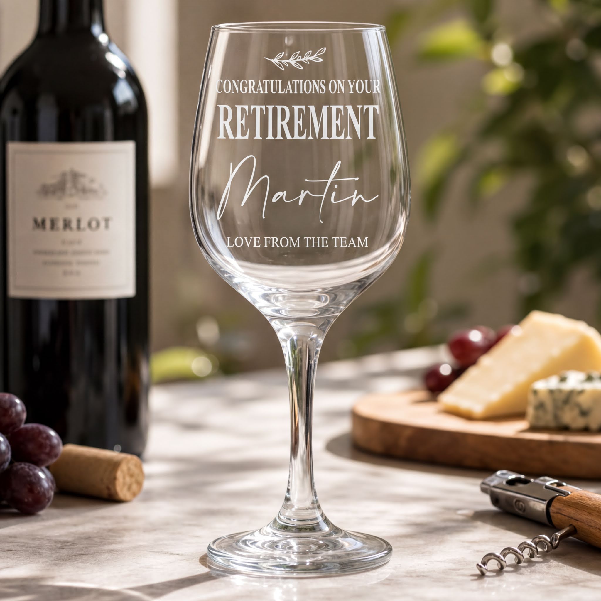 Personalised Retirement Wine Glass Gift Name & Sentiment Personalised Wine Glasses ukgiftstoreonline